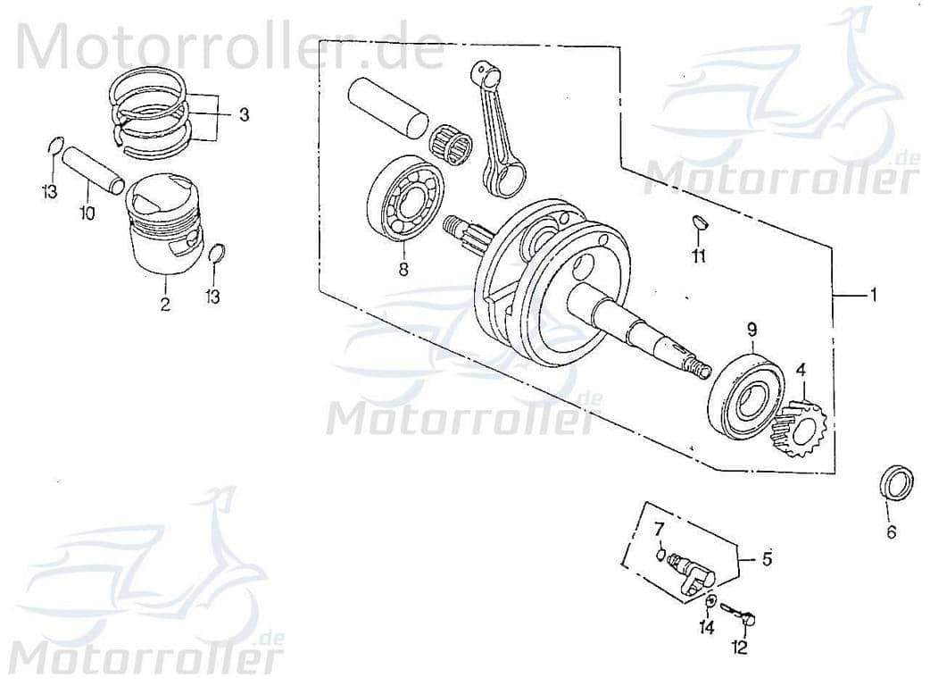 SMC Chopper 125 Kurbelwellenlager 125ccm 4Takt 93320-286818 Motorroller.de Kurbelgehäuse Minarelli liegend Scooter Ersatzteil Service Inpektion