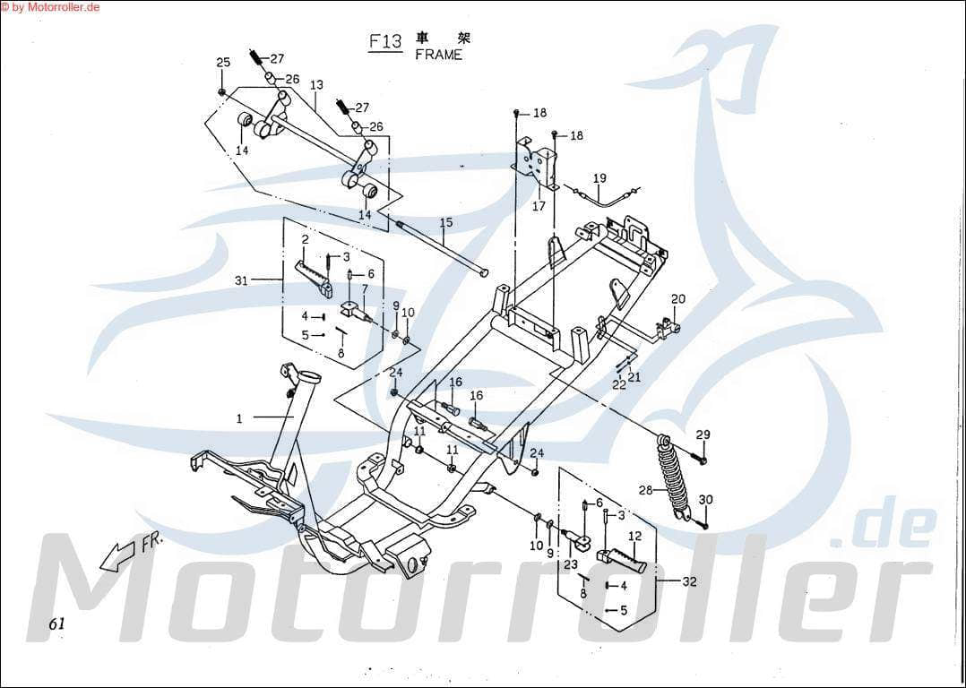 PGO Gummidämpferabdeckung TR3 50 Mofa Dreiradroller E1486040000 Motorroller.de Big Max 50 Ersatzteil Service Inpektion Direktimport