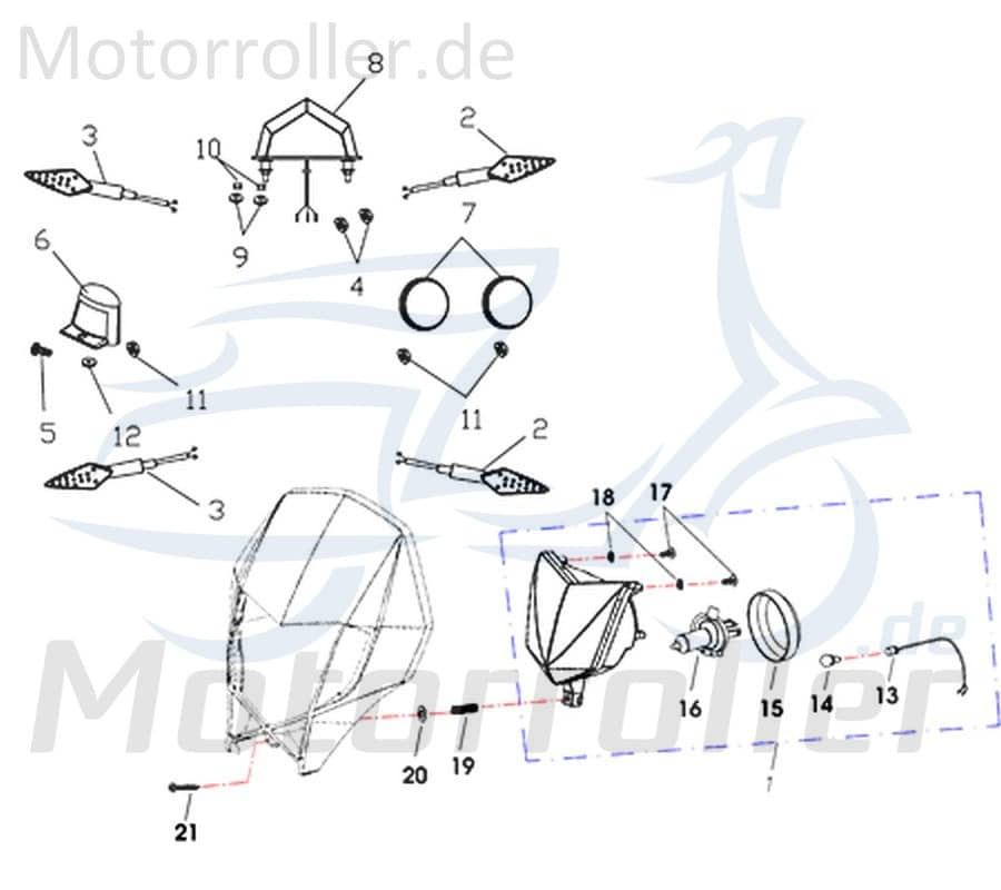 Rex Supermoto 125 DD Schraube M5x16mm 125ccm 4Takt 730646 Motorroller.de Bundschraube Maschinenschraube Flanschschraube Flansch-Schraube Bund-Schraube