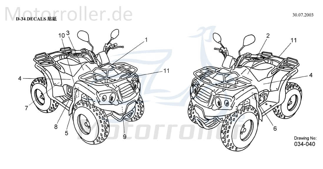 Aeon Overland 180 Aufkleber Tank 180ccm 4Takt K87720-191-000 Motorroller.de Sticker Dekor Dekor-Aufkleber Klebeetikett Quad ATV UTV Ersatzteil Service