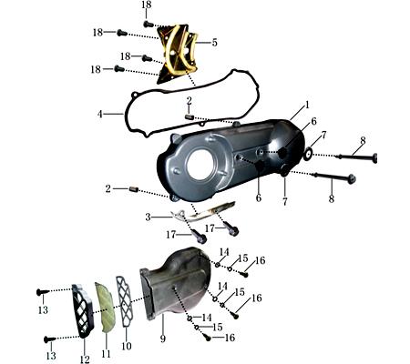 Jonway Insignio 250 DD Variomatikdeckel Jonway Insignio 250 DD 704603 Motorroller.de links Getriebegehäusedeckel Variodeckel Seitendeckel 250ccm-4Takt