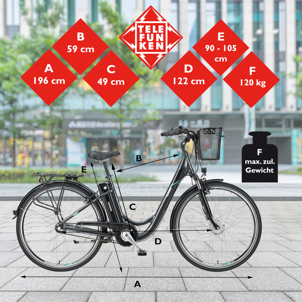 E-Bike Telefunken RC830 Multitalent Elektrofahrrad City-Pedelec anthrazit 28" RH 48cm E-Fahrrad Citybike