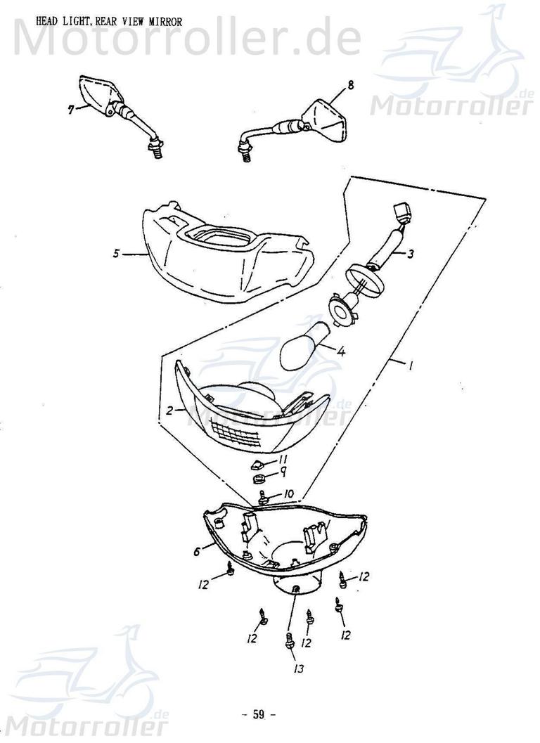 Adly Birne Scheinwerfer Bilux 12V 35/35W Quad ATV 50ccm 2Takt Motorroller.de Leuchtmittel Hauptscheinwerfer Frontscheinwerfer Scheinwerferlampe UTV