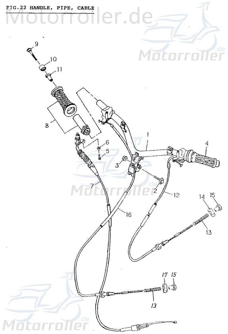 Adly AT 50 PT Griffgummi Handgriff 50ccm 2Takt 53166-111-000 Motorroller.de Haltegriff Drehgriff Lenker-Griff Halte-Griff Griff-Gummi Hand-Griff