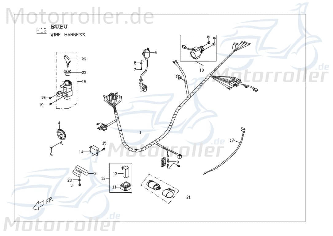 PGO Hupe 12V T-Rex 50 Signalhorn Signal-Horn Töte 50ccm 2Takt Motorroller.de Hupsignal Hup-Signal PGO 50ccm-2Takt Scooter G-Max Ersatzteil Service