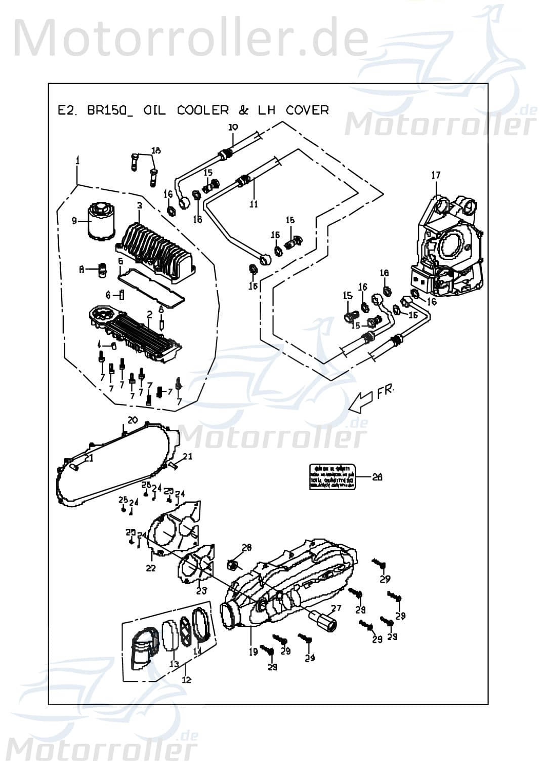 PGO Dichtung Ölkühler 150ccm-4Takt G-Max Roller Abdichtung C5083040000 Motorroller.de Ölkühlerdichtung PGO 150ccm-4Takt G-Max 125 Mokick Ersatzteil