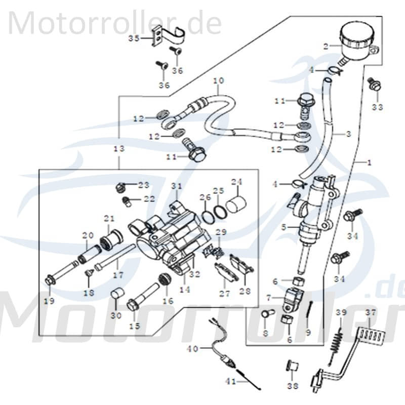 Kreidler STREET 125 DD FEDER Roller 125ccm 4Takt FIG.C13-41 Motorroller.de Schwingungsdämpfer Dämpfung Ausgleichsfeder Abfederung Masseausgleich