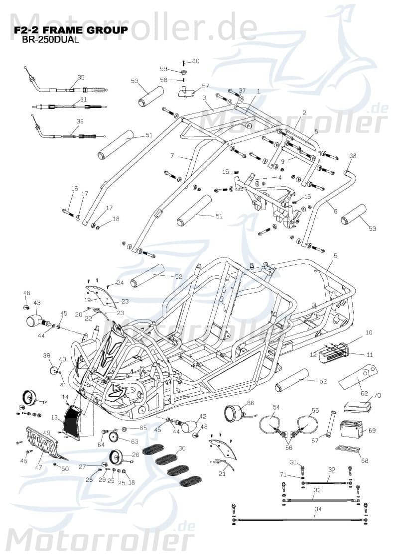 PGO Halterung Befestigung Überrollkäfig silber Bugrider 250 B74213017I00 Motorroller.de Arretierung Haltebügel Halteblech Befestigungshalter Buggy