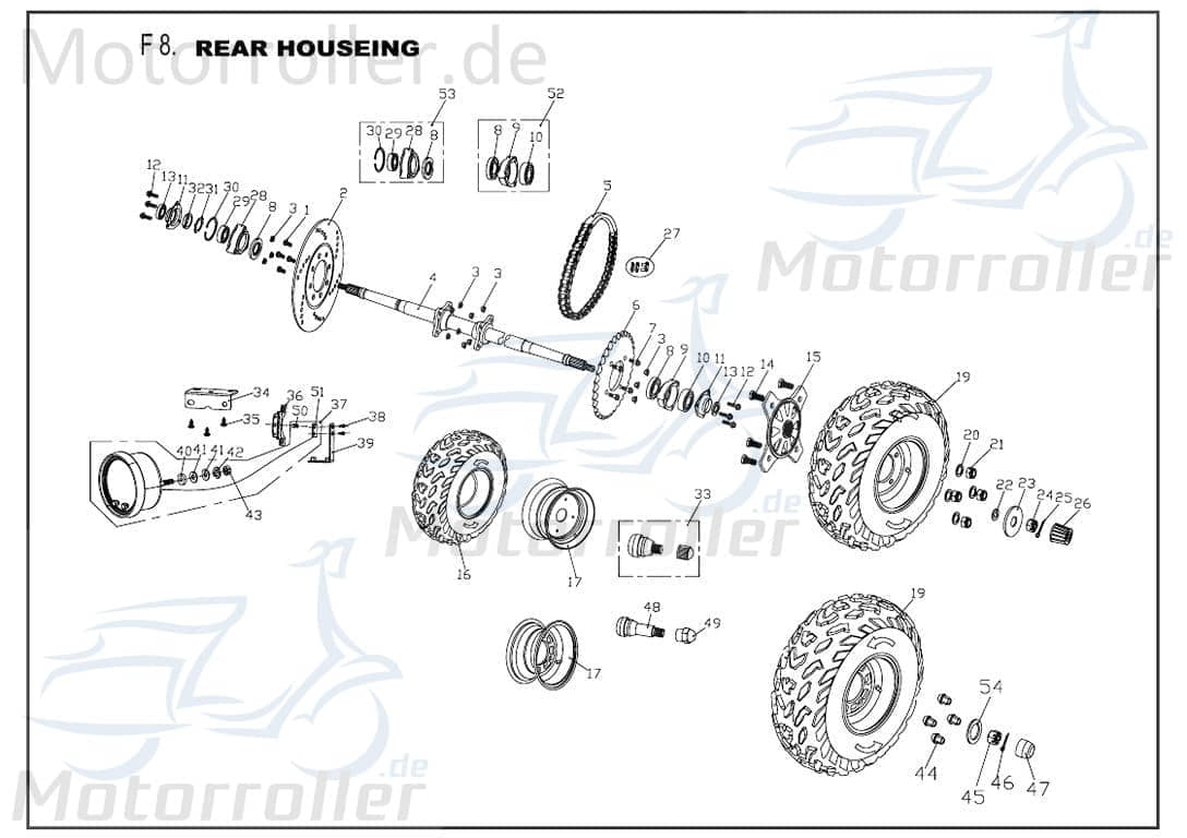 PGO Bugrider 200 Antriebskette 200ccm 4Takt B54850000002 Motorroller.de 54 Glieder Kettenantrieb Motorradkette Ketten-Antrieb Antriebs-Kette Buggy