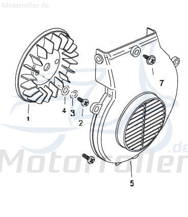Sundiro XDZ 50 TA Lüfterdeckelverkleidung 50ccm 2Takt D1E41FM11-02 Motorroller.de 1E40QMB Scooter Ersatzteil Service Inpektion Direktimport