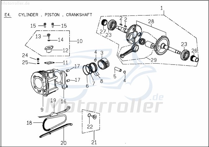 PGO Zylinder 125ccm-4Takt G-Max Motorzylinder Grauguss C1064011000 Motorroller.de Grauguss-Zylinder Gusszylinder Aluzylinder Druckgusszylinder Mokick