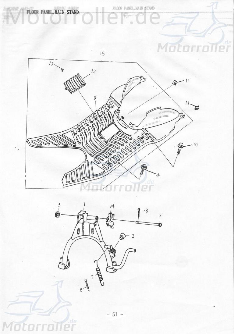Adly Fox Plus 50 FP-50 Feder Hauptständer 50ccm 2Takt 95014-71402-0A Motorroller.de Hauptständerfeder Rückzugfeder Spannfeder Rückzug-Feder Scooter