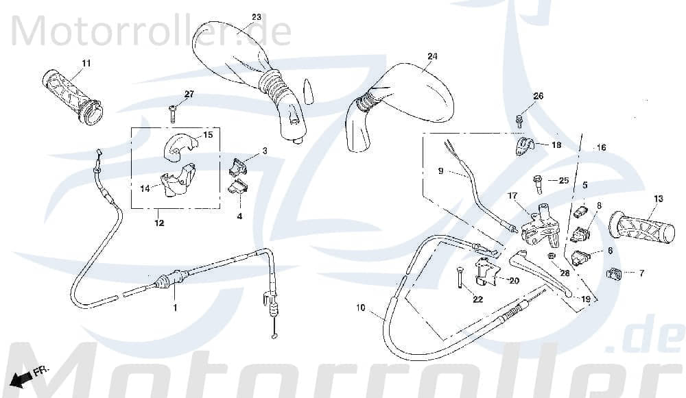 Lichtschalter Bremslicht hinten Daelim Knopf 125ccm 4Takt Motorroller.de Ausschalter Einschalter Scheinwerferschalter Licht-Schalter 100ccm-2Takt
