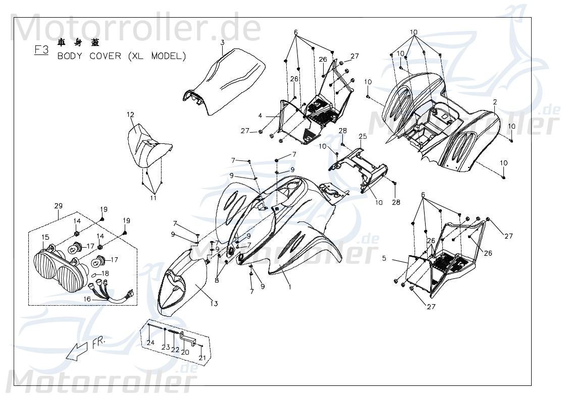 Frontverkleidung rot (1K) Windschutz X06255011K02