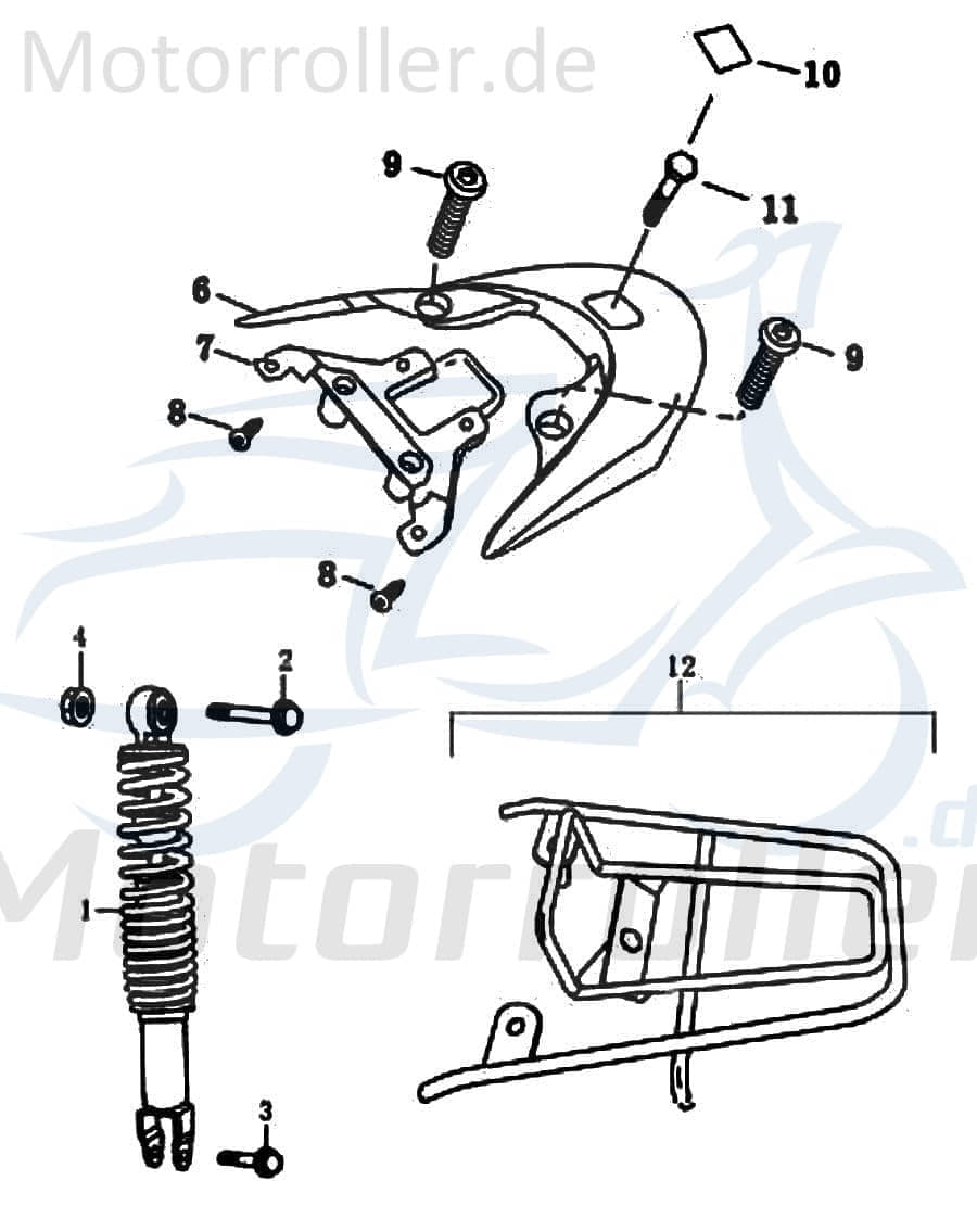 Kappe Heckpartie, Stossdämpfer Motorroller Rex 87168