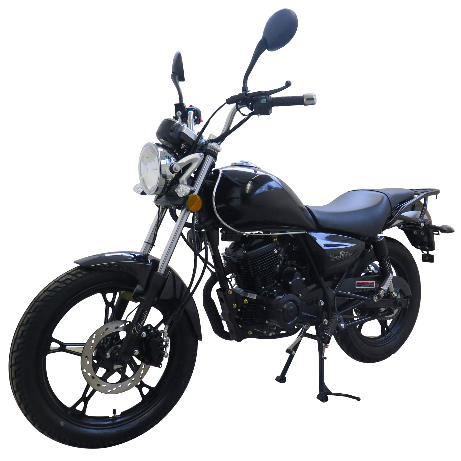 Motorrad Fighter 125 C-S schwarz matt 90 km/h Euro 5+ Schaltmoped Chopper 125ccm 4 Takt Leichtkraftrad Krad Kraftrad