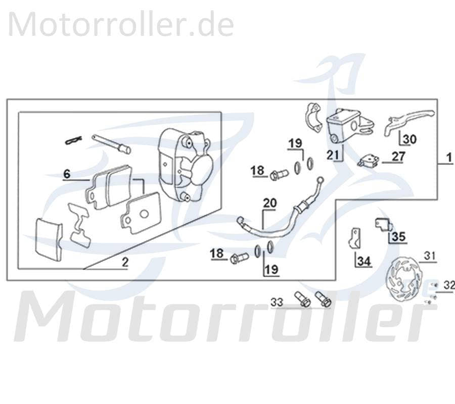 Kreidler Galactica 3.0 LC 50 DD Bremsschlauch Bremsleitung 50ccm 2Takt 741492 Motorroller.de Hydraulikschlauch Hydraulik-Schlauch Hochdruckleitung