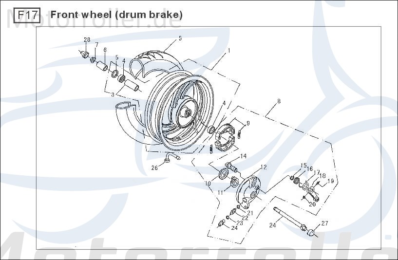 Spezialmutter M8x25mm AGM M12x1.25 Scooter GB6187-86-M12X1-25 Motorroller.de 50ccm-4Takt GMX 450 One JSD50QT-13 GMX 450 ZX50QT-7A Moped Ersatzteil