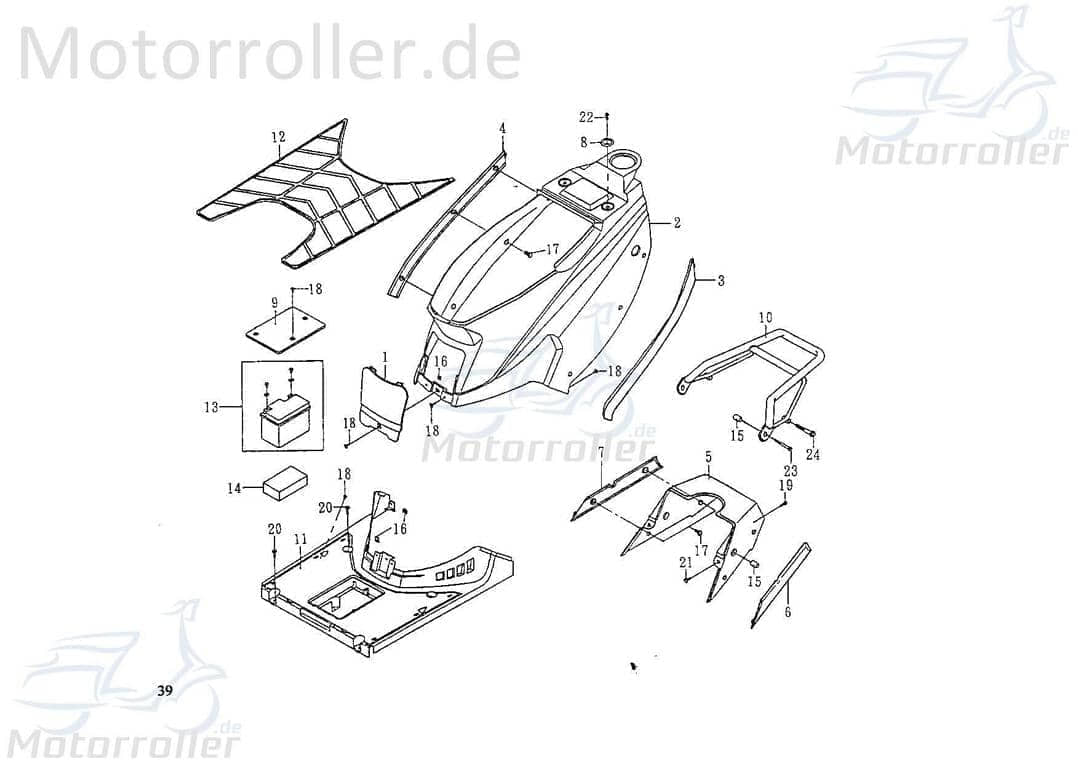 SMC Extra 50 Off Road Seitenleiste 50ccm 2Takt 51752-PAF-00 Motorroller.de rechts Seitenteil Seitenverkleidung Seitenabdeckung Seiten-Verkleidung
