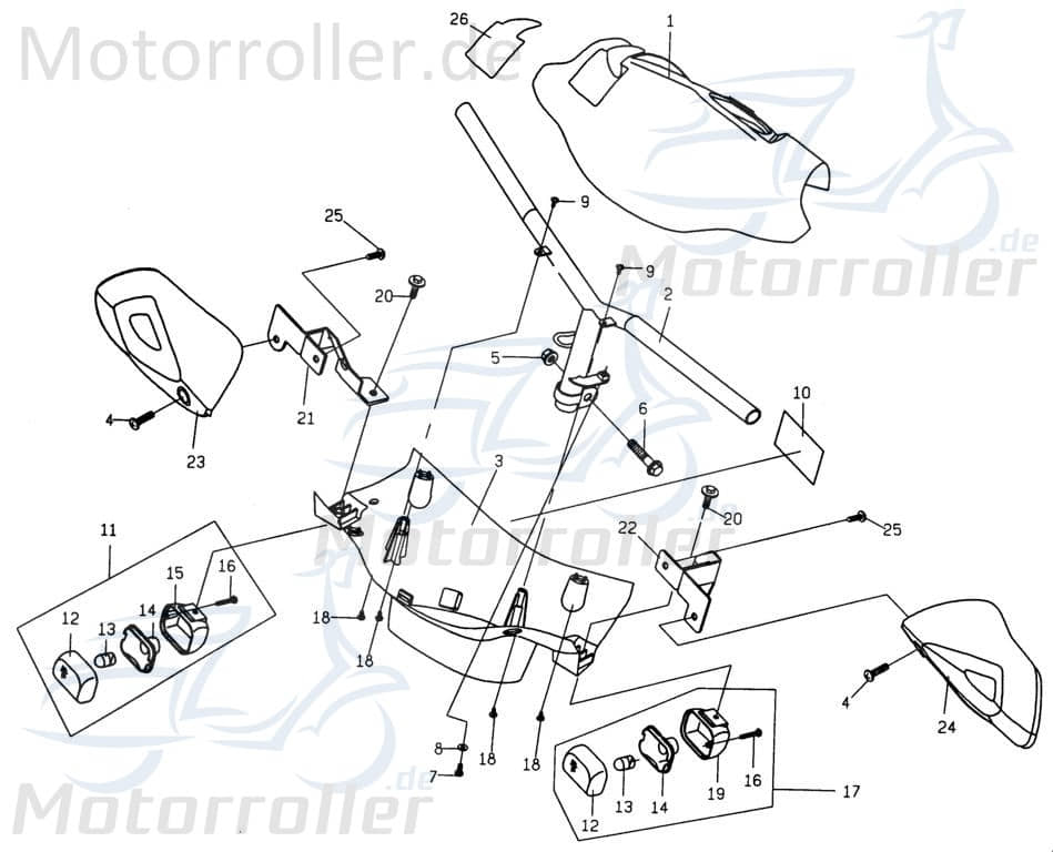 PGO Handschutz rechts schwarz PMX 110 Griffschale Handschale P254C010650 Motorroller.de PMX 50 Mokick Ersatzteil Service Inpektion Direktimport