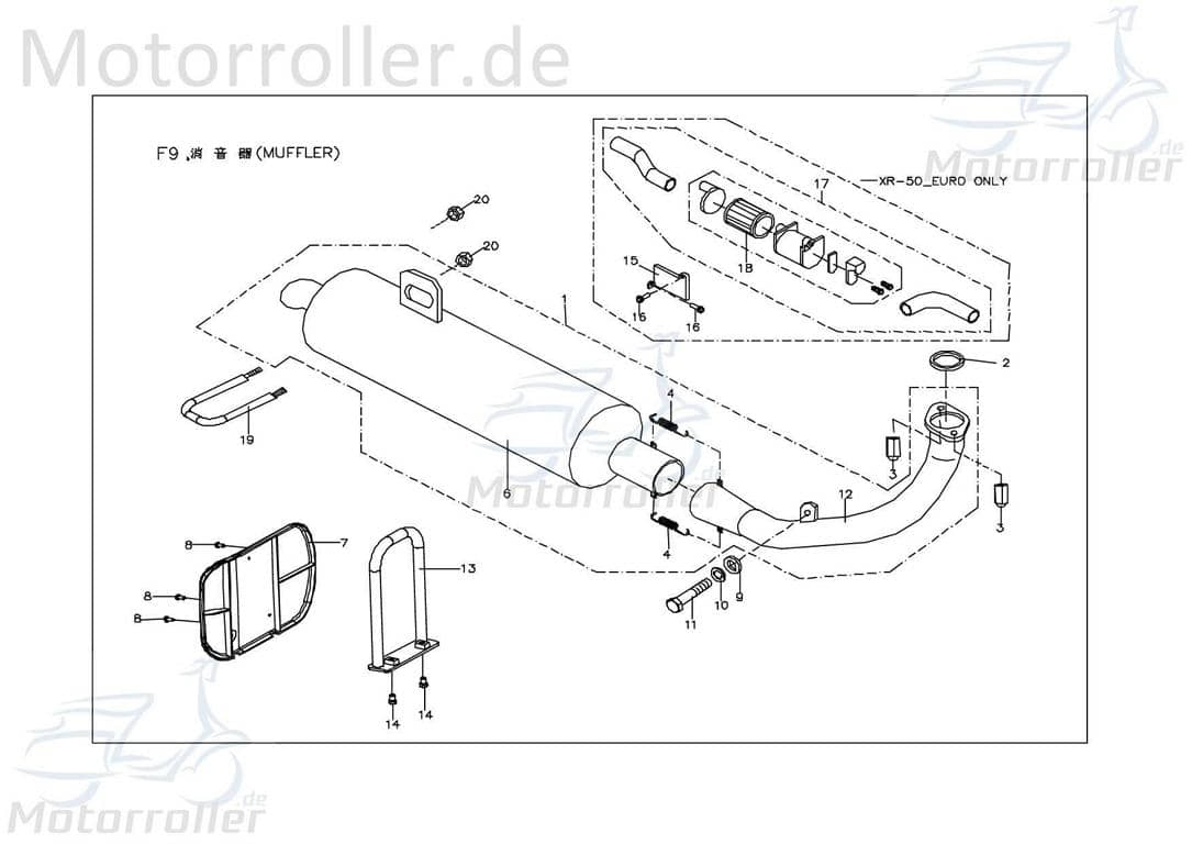 PGO X-RIDER 50 Auspuff Auspuffanlage 50ccm 2Takt X0281502000 Motorroller.de Endschalldämpfer Endtopf Auspuff-Anlage Auspufftopf Auspuffendtopf Quad