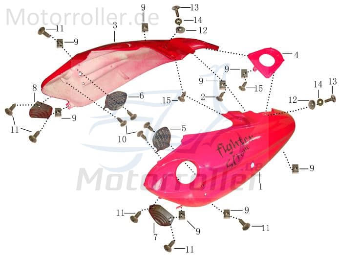 AGM Fighter 50 One Klammer M2 50ccm 2Takt YYB950QT-2-16010 Motorroller.de Schelle Clip Klemmschelle Befestigungsschelle Halteklammer Schraubschelle