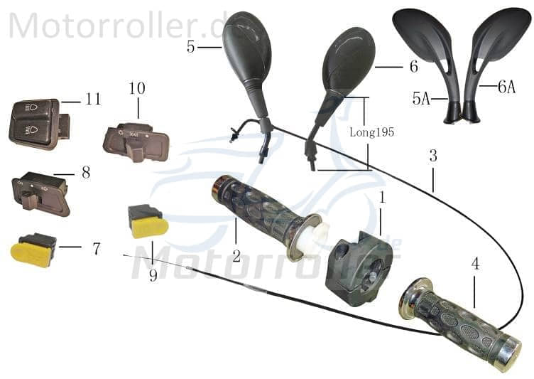 Gasgriff mit Chromkappe rechts Länge 140mm 78251758