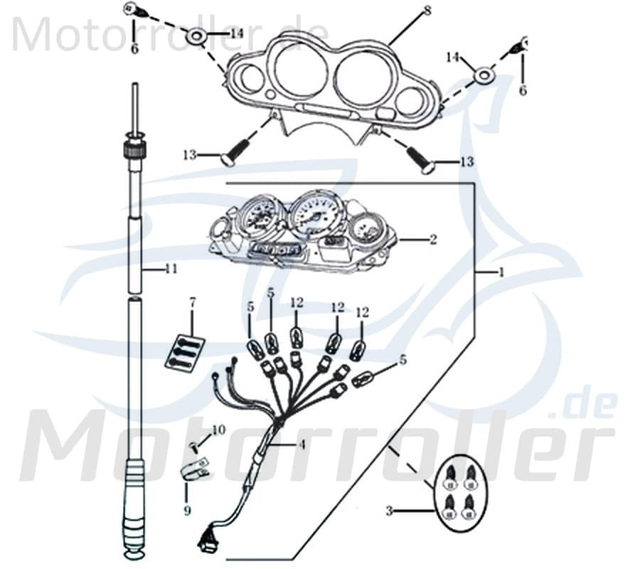 Rex INSIGNIO 125 DD Tachometer Roller 125ccm 4Takt 702024 Motorroller.de Geschwindigkeitsmesser Geschwindigkeitsanzeige Speedometer kmh-Anzeige Jonway
