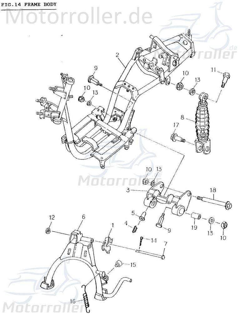 Schraube M8x1.25x32mm AGM GMX 450 One JSD50QT-13 50ccm 4Takt Motorroller.de Bundschraube Maschinenschraube Flanschschraube Flansch-Schraube Scooter