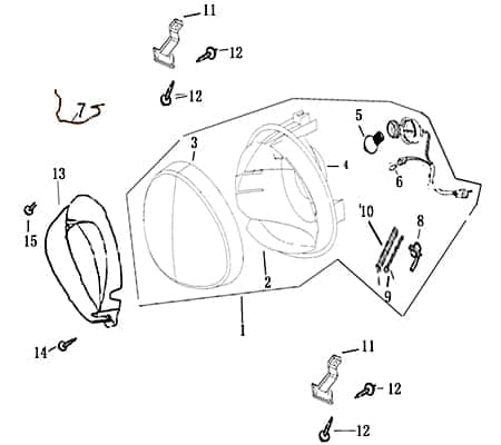 Rex Bergamo 50 Scheinwerferabdeckung 50ccm 4Takt 740419 Motorroller.de Frontverkleidung Frontmaske Scheinwerferverkleidung Lenkerverkleidung Scooter