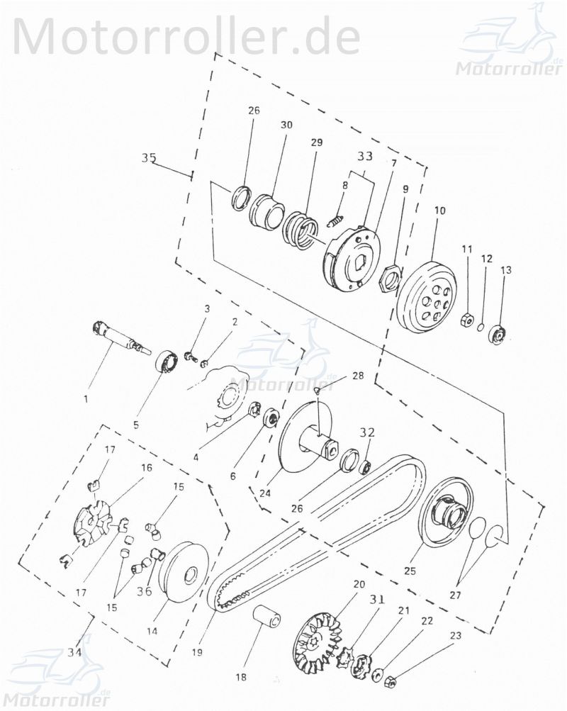 Adly Fliehkraftkupplung hinten Scoody 50 2 50ccm 2Takt 22000-104-000 Motorroller.de Reglerplatte Wandlereinheit Minarelli stehend Scooter