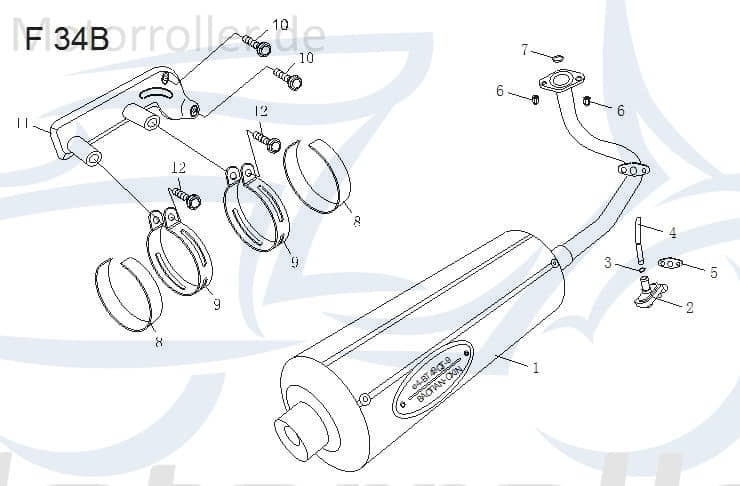 Auspuff Anlage JSD139QMB 4Takt 50ccm 182100-TA9-0200