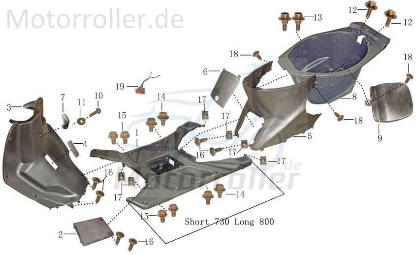 Trittbrett schwarz L = 800mm 4Takt 125ccm 1010305-2-A-S