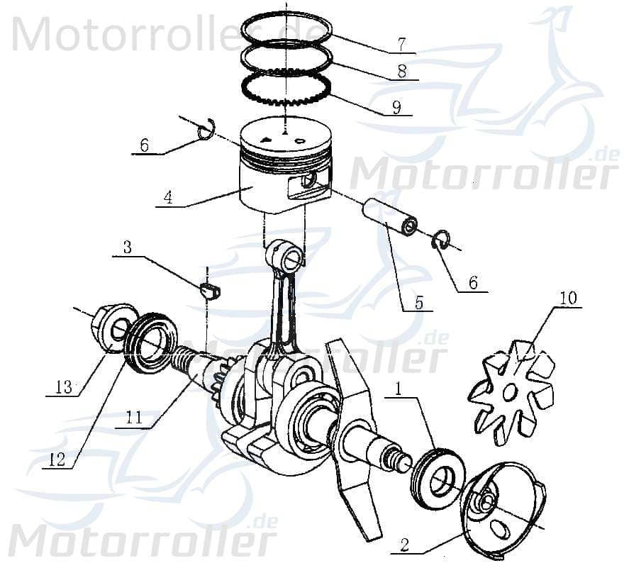 Kolben 139FD Tongjian Kinderbuggy 143103010010 Motorroller.de Eppella ECM Wangye Kasea TBM Minibuggy