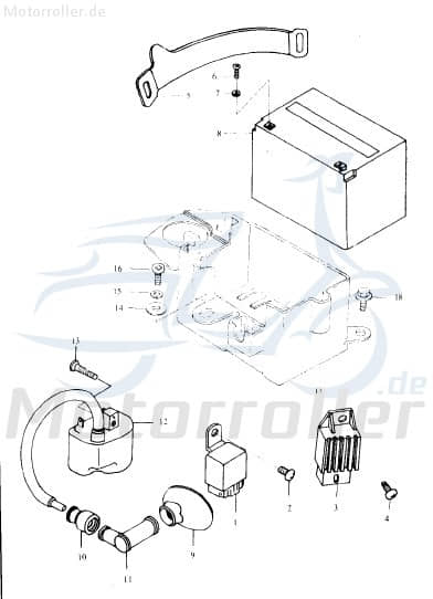 Eppella Eppelino 50 Laderegler 50ccm 2Takt QM50QW-B.-OOD.10 Motorroller.de LadungsRegler Stromregler Ladestromregler Lade-Reglereinheit 1E40QMB