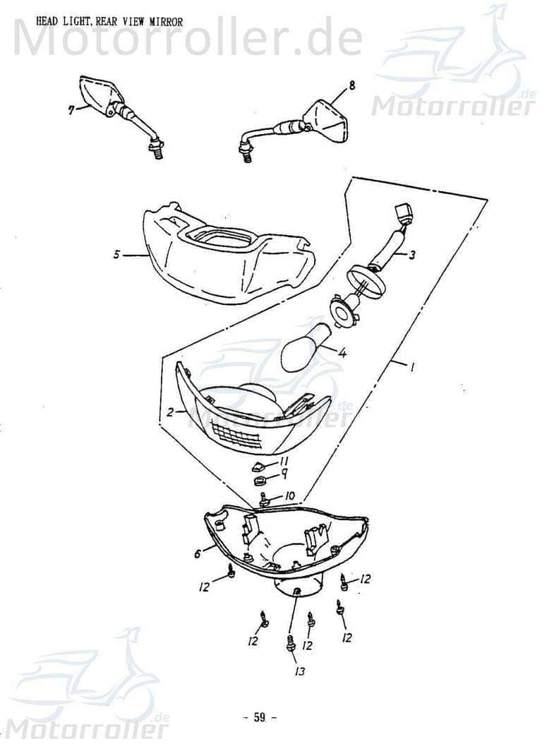 Adly Birne Scheinwerfer Bilux 12V 35/35W Quad ATV 50ccm 2Takt Motorroller.de Leuchtmittel Hauptscheinwerfer Frontscheinwerfer Scheinwerferlampe UTV