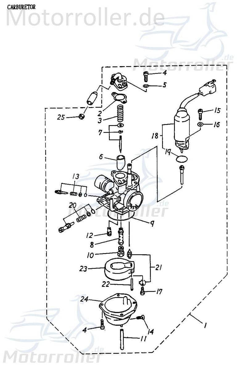 Mikuni Schwimmer VM16 Vergaser Minarelli Aeon YYGY0500-1409-M Motorroller.de 1E40QMB 50ccm 2Takt Vergaser-Schwimmer Vergaserschwimmer Schwimm-Körper