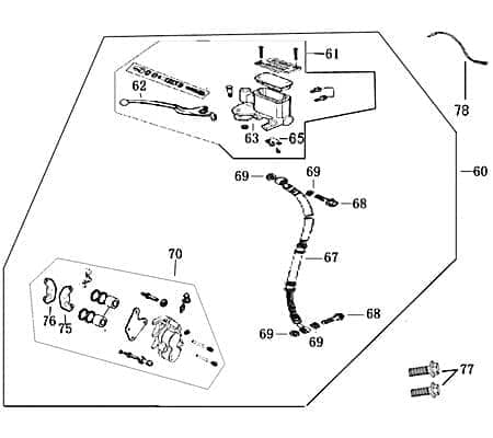 Rex Bergamo 50 Bremsgeberzylinder Roller 50ccm 4Takt 740463 Motorroller.de Bremspumpe Hydraulik-Zylinder Bremsgriff-Zylinder Scooter Znen Ersatzteil