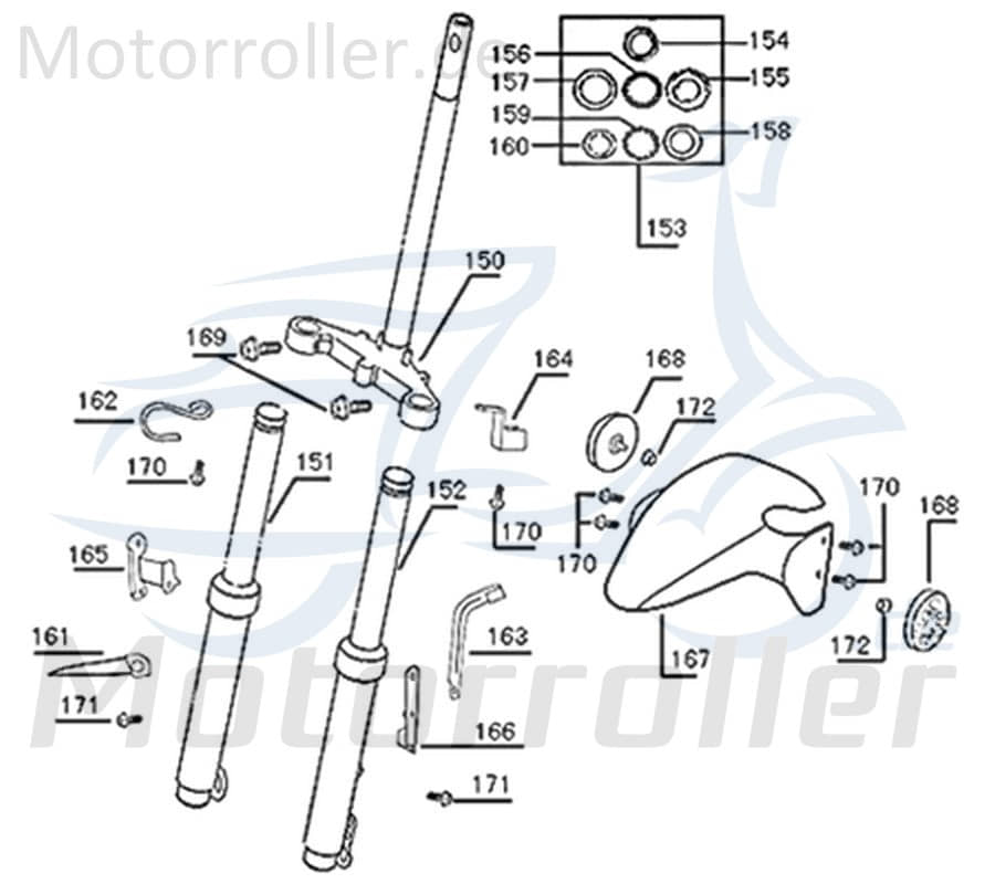 Kreidler Florett 2.0 2.1 RS City Halter links Radabdeckung 741117 Motorroller.de Befestigung Halterung Schutzblech Kotflügel