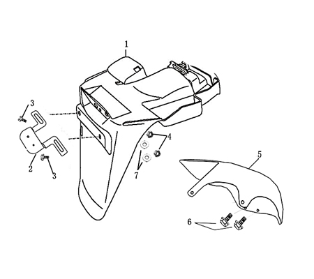 Spritzschutz hinten schwarz Schutzblech YY50QT017002-A