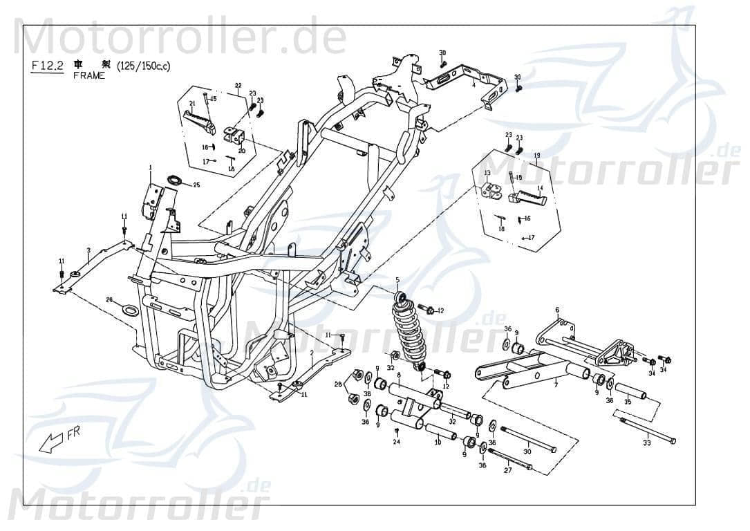 Federbein hinten Daempfer Stoßdämpfer PGO M2481000000