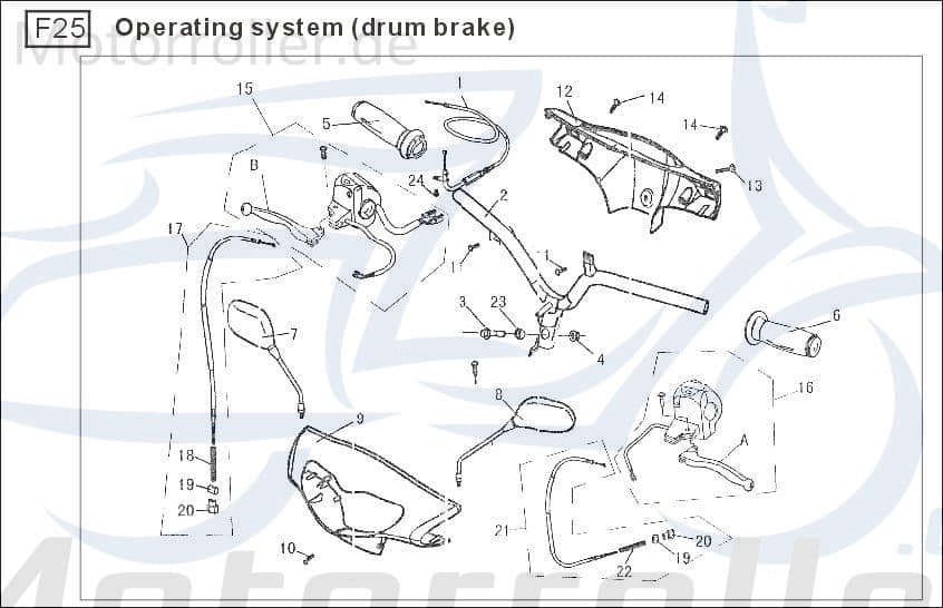 Baotian BT49QT-9 4T Lenkerarmatur links 50ccm 4Takt BT50QT-9-181200 Motorroller.de Kombischalter Schalterelemente Schalter-Einheit Scooter Ersatzteil