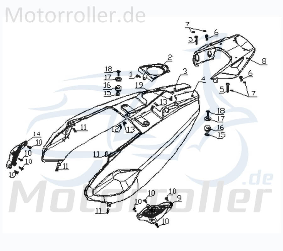 Kreidler Vabene Gepäckträger schwarz 730619 Motorroller.de Heckspoiler