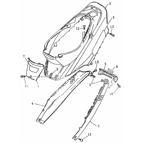 Klappe rot (Escape) Heckverkleidung Motorroller 75252