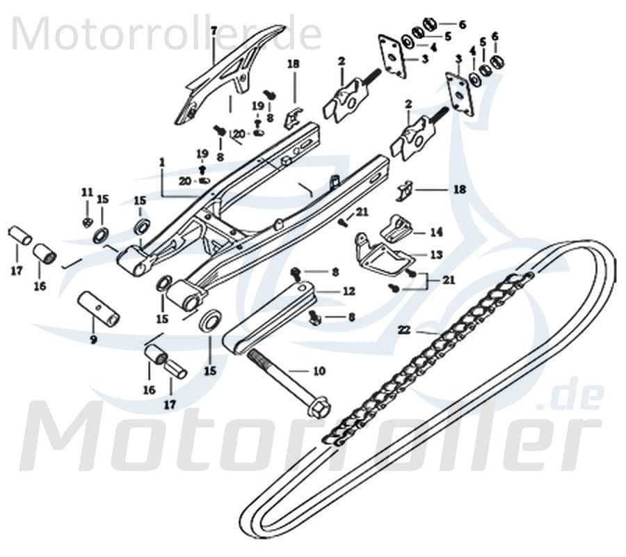 CPI Bundmutter M8 Flanschmutter Scooter 221-12Y2-001-005 Motorroller.de Sechskantmutter Sechskant-Mutter Flansch-Mutter Maschinenmutter Bund-Mutter