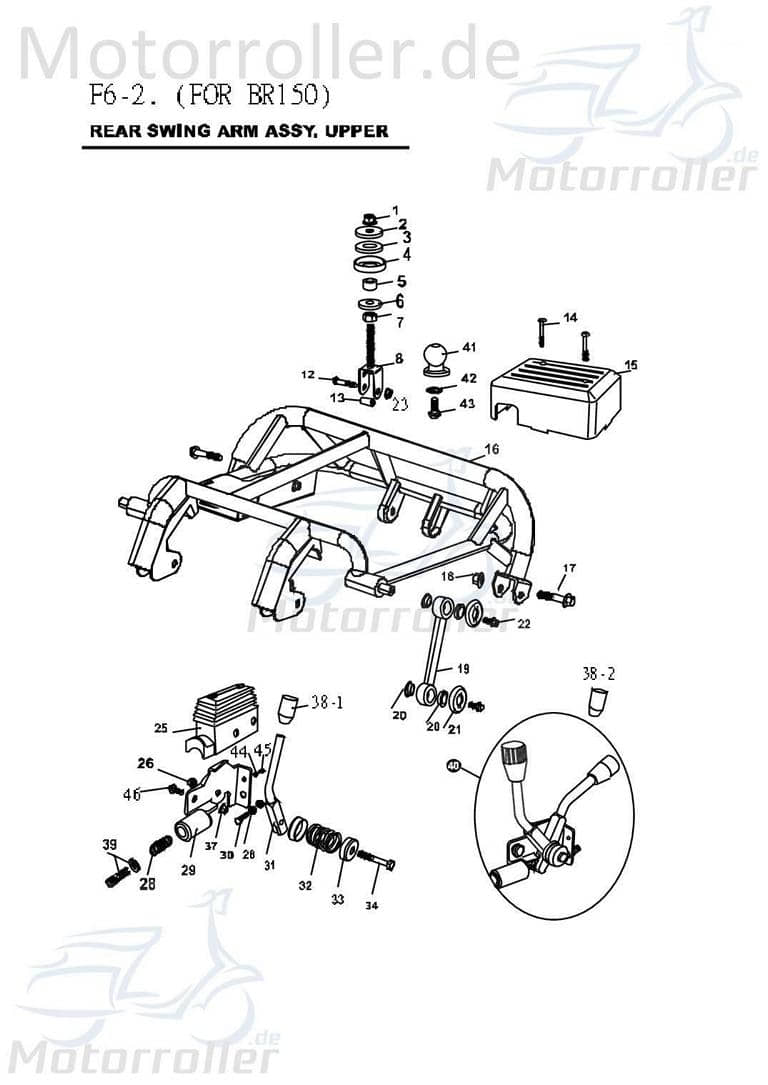 PGO Buchse Motorhalterverbindung Bugxter 150 150ccm 4Takt Motorroller.de Hülse Distanzhülse Lagerbuchse Distanz-Hülse Distanzbuchse Passhülse Buggy