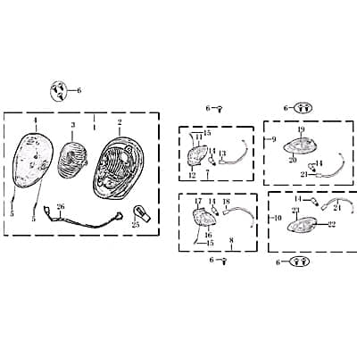 Blinker links hinten Rex RS460 Signalleuchte 50ccm 4Takt Motorroller.de Blinklicht Blinkleuchte Fahrtrichtungsanzeiger Blinkleuchten Blinkerleuchte