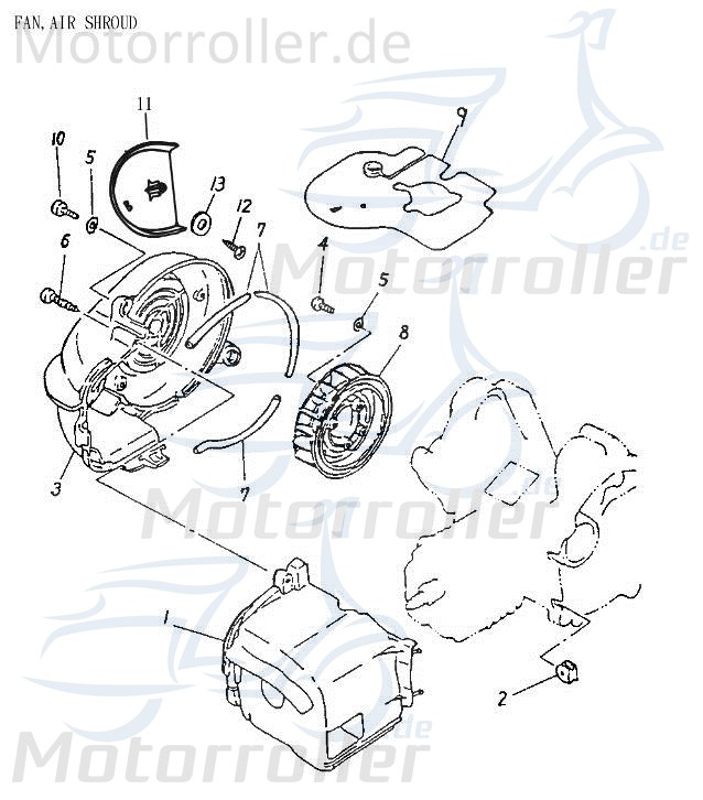Adly Zylinderverkleidung ATV 50 II Utility XXL AC 50ccm 2Takt Motorroller.de Zylinder-Abdeckung Zylinderhaube Kühlhaube Zylinder-Verkleidung Quad UTV