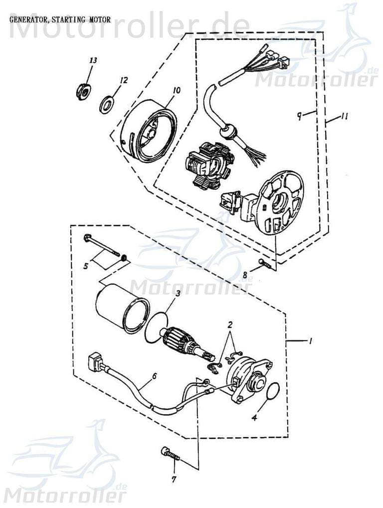 Anlasser Adly ATV 50 V Starter Anlasser-Motor 31200-116-000 Motorroller.de Elektrostarter E-Starter Anlassermotor Elektro-Starter Minarelli liegend