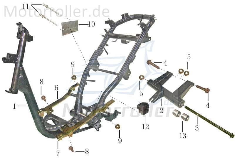 Baotian BT49QT-9 4T Trittbrettleiste 50ccm 4Takt BAO-BT50QT-9-090300 Motorroller.de Fußbretthalter Fußbrettträger links 139QMB Scooter Ersatzteil